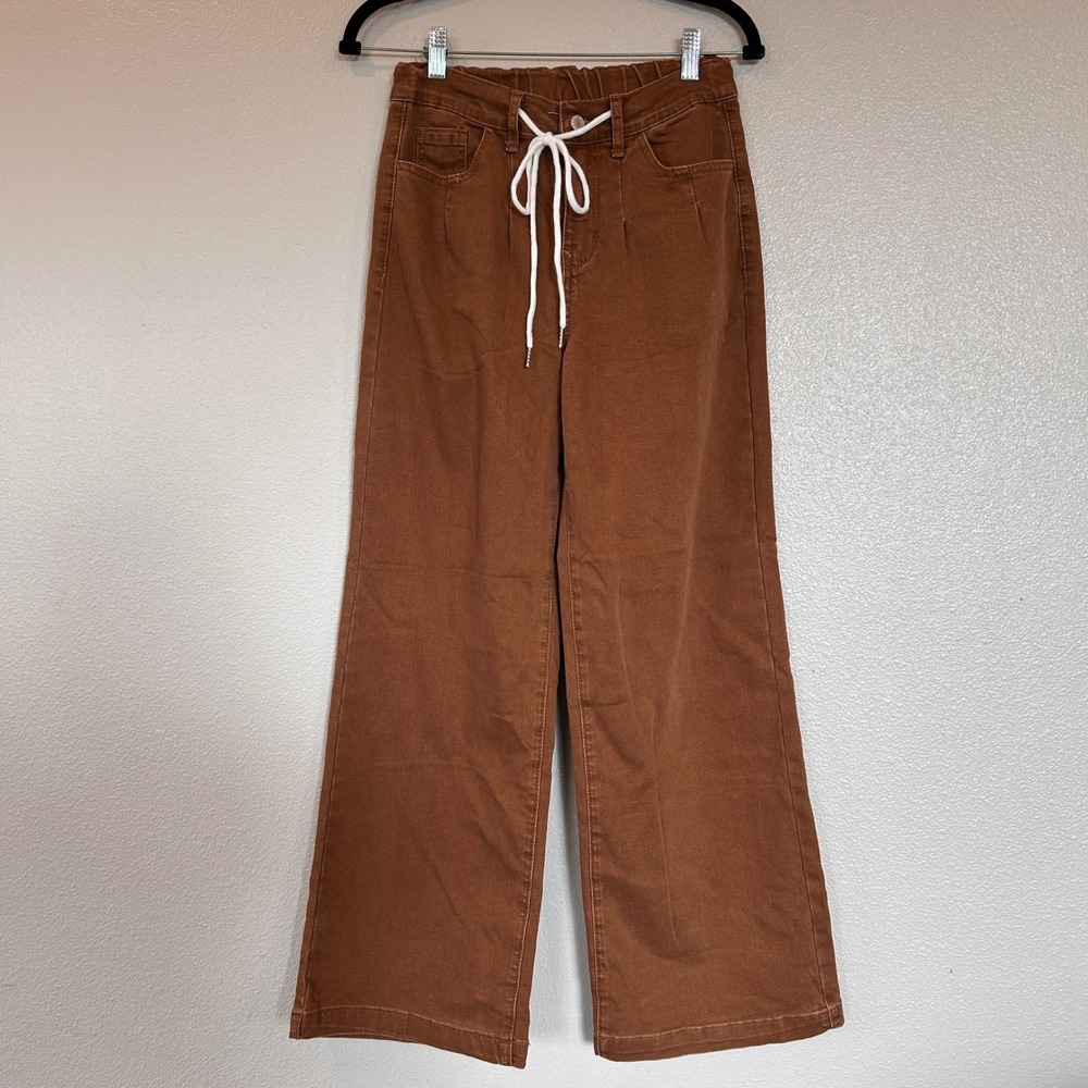 Sidefeel Brown Wide Leg Pants High Waist Patch Pocket Womn's Size 4